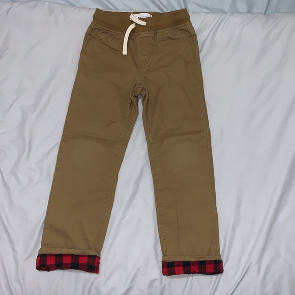 Old Navy pants lined with plaid black and red fabric. - Picture 3 of 6